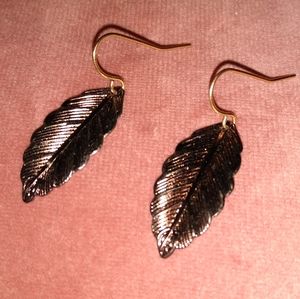 Handmade Delicate Mini Vintage Leaf Earrings Bronze Brass Leaves Botanical KATTA